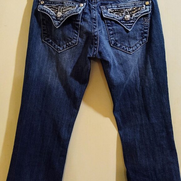 Miss Me Size 26 Style:ME8464BR Bootcut Embellished Embroidered Distressed Sequin - Picture 4 of 9